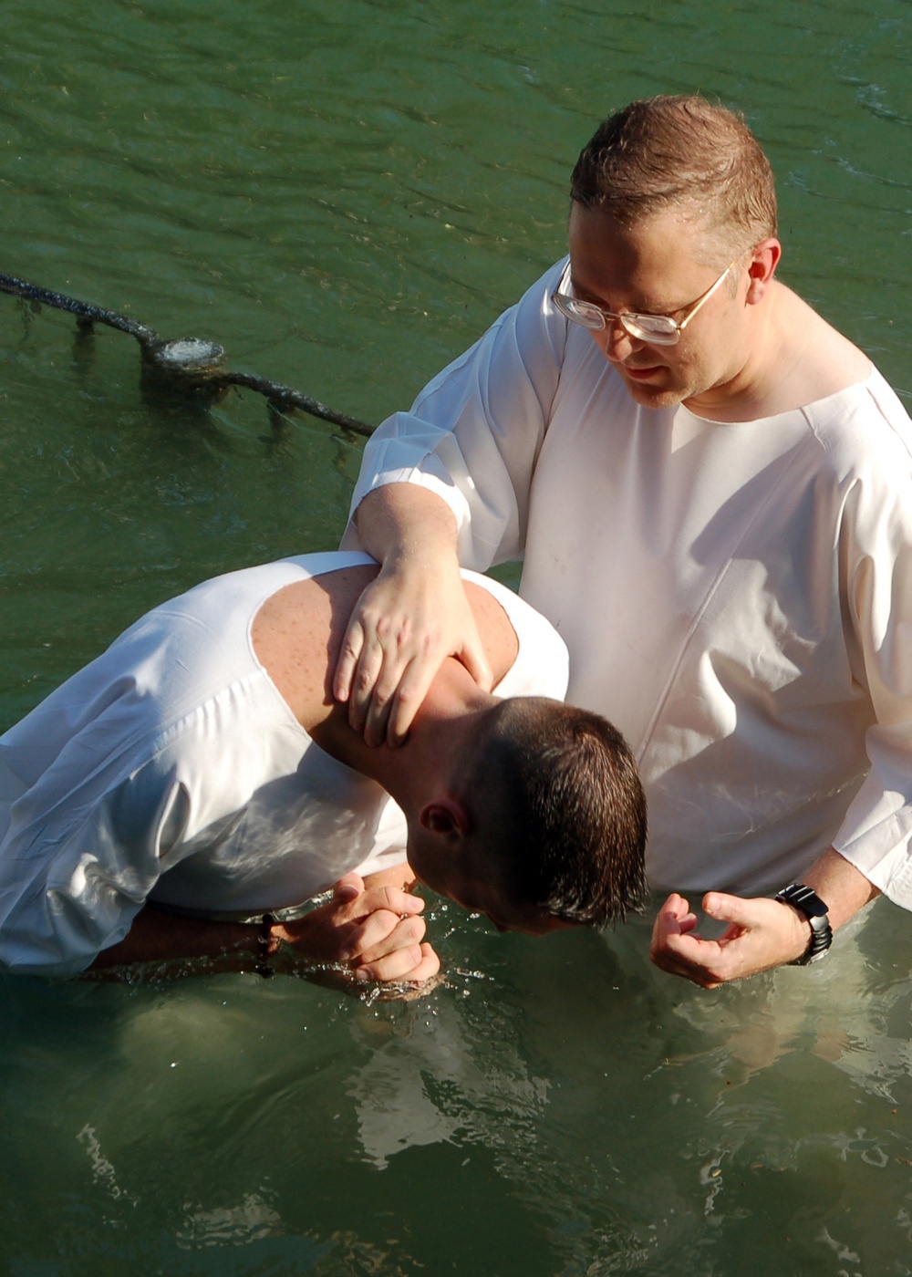 Sailors baptize in the Jordan River