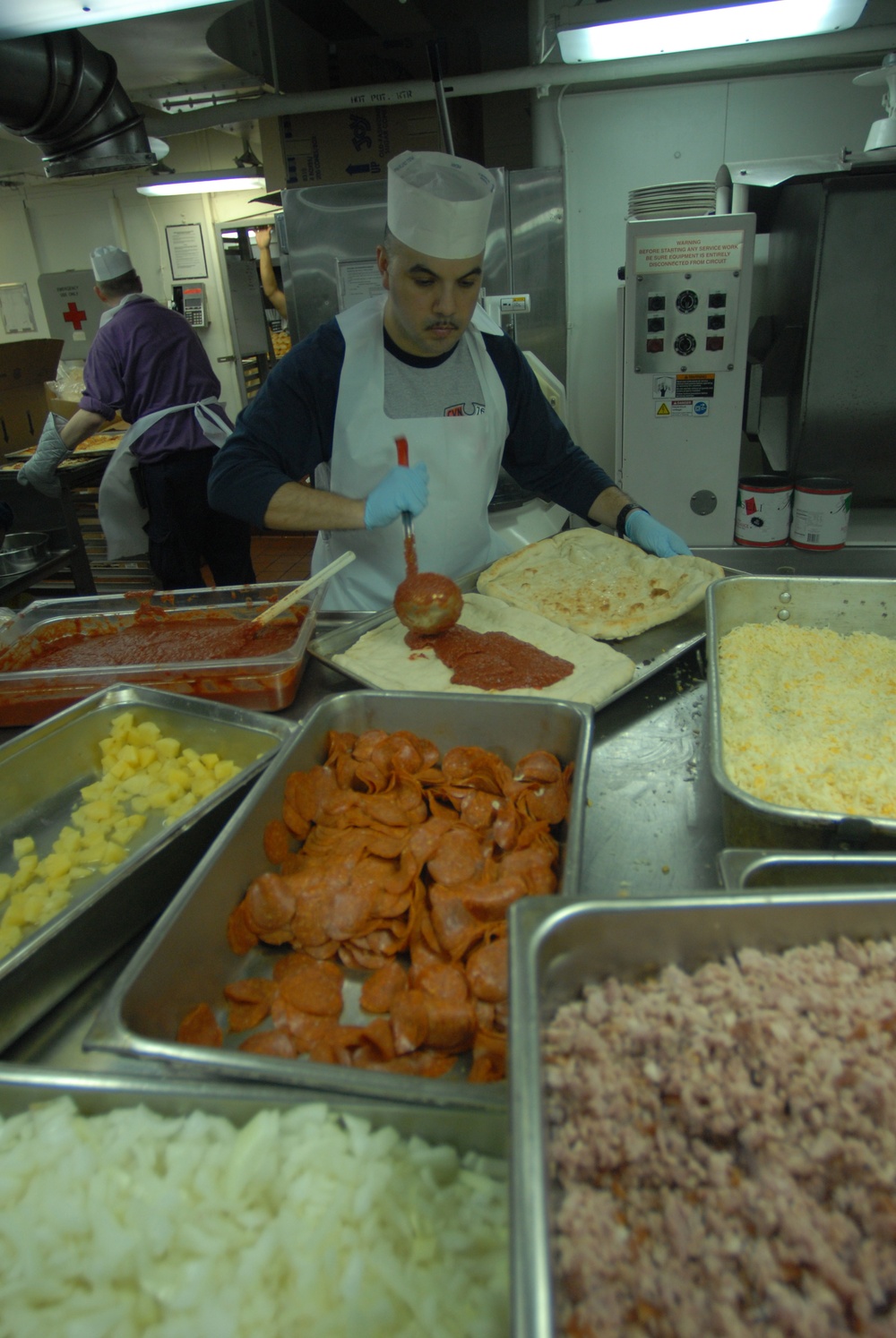 Pizza night aboard the USS Ronald Reagan