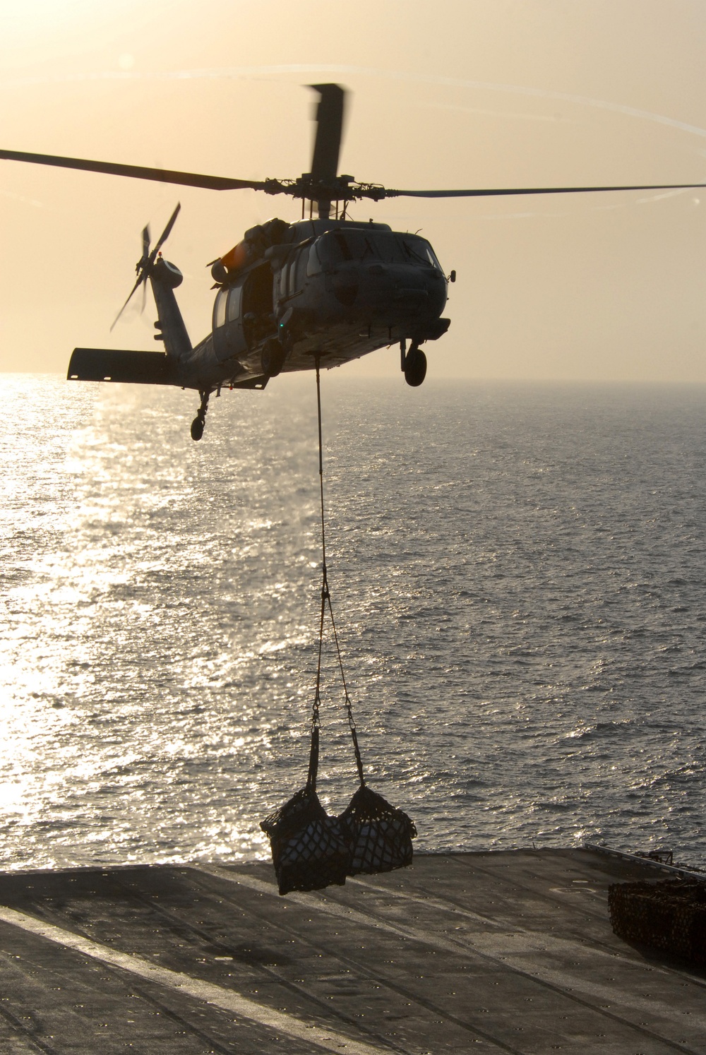 Supply drop for USS Ronald Reagan