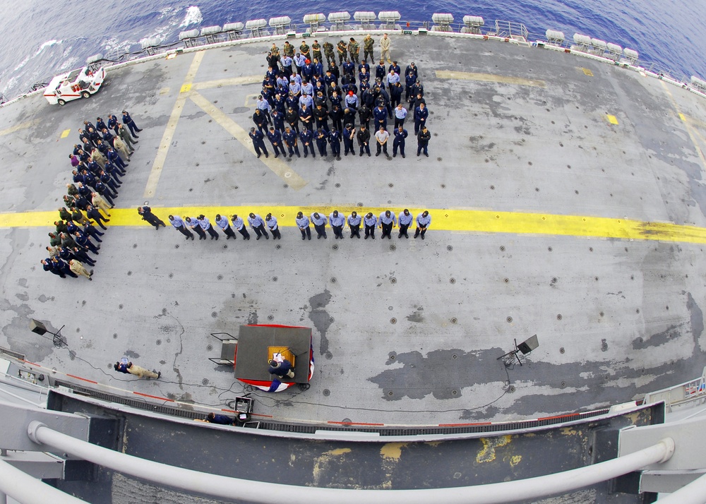 Award Ceremony on the Flight Deck