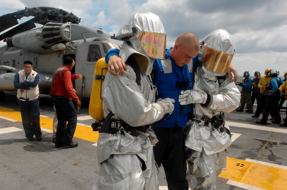 Damage control training exercise aboard USS Kearsarge