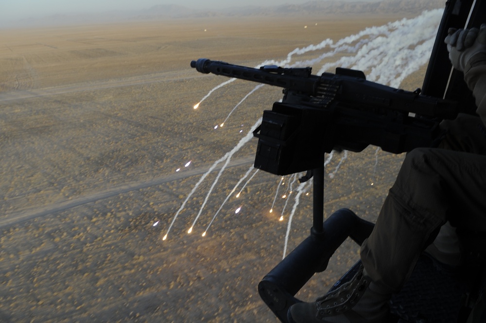 NATO - International Security Assistance Force-Flares From an Italian AB-212 Helicopter