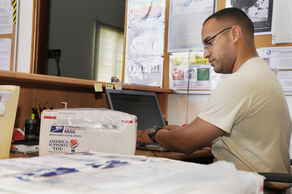 379 ECS Post Office Sustains Morale, Mail Flow