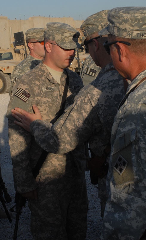 Warhorse's colors uncased at Camp Echo