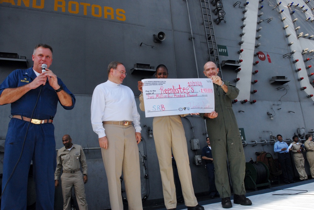 Reenlistment ceremony aboard the USS Ronald Reagan