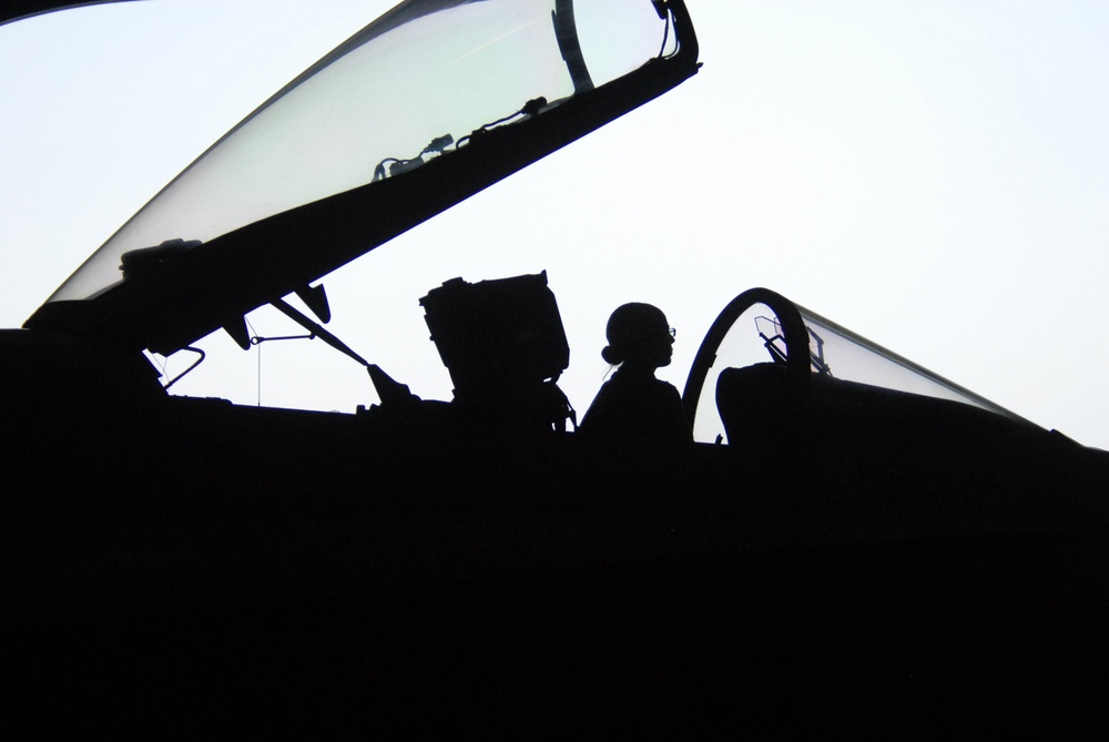 Working in the hangar bay aboard the USS Ronald Reagan