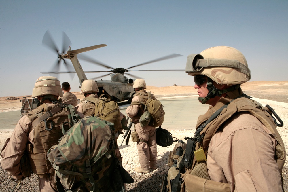 Skibees work on construction project at remote Marine Combat Outpost