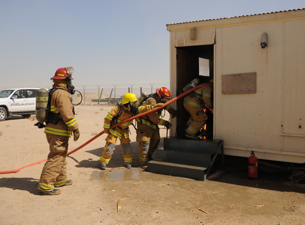 Firefighters during a training exercise