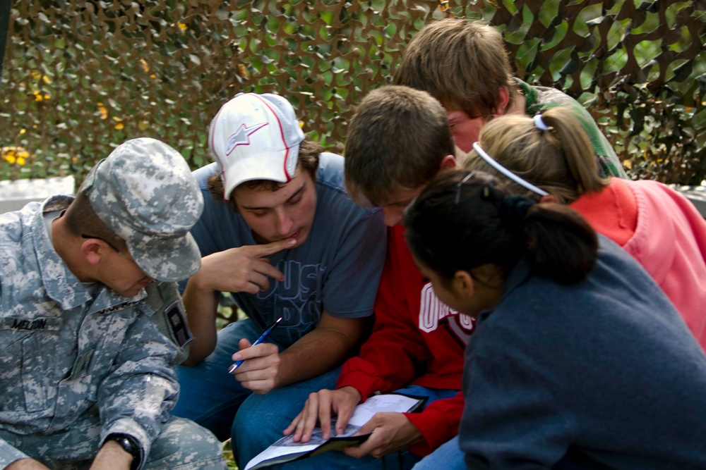 Soldiers teach students basic Army skills