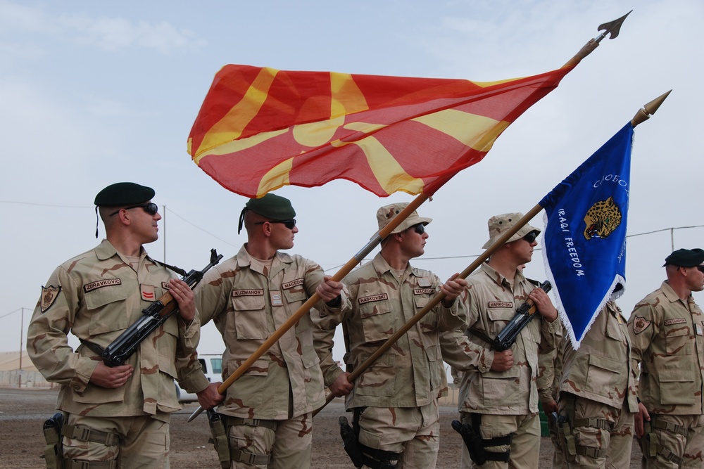 Macedonian Minister of Defense visits soldiers at Camp Taji