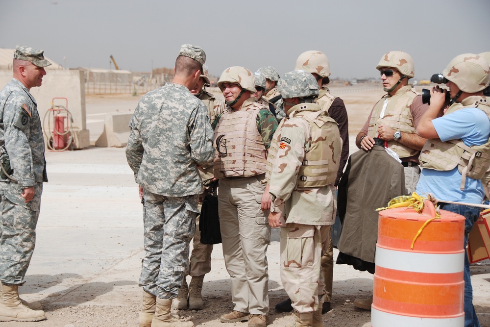 Macedonian Minister of Defense visits soldiers at Camp Taji