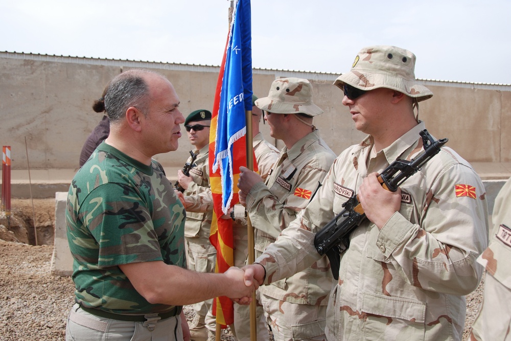 Macedonian Minister of Defense visits soldiers at Camp Taji