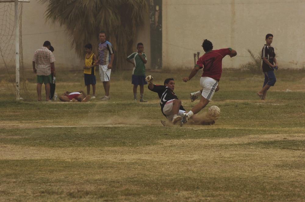 'Comrades in Arms' battle on the field – soccer field that is