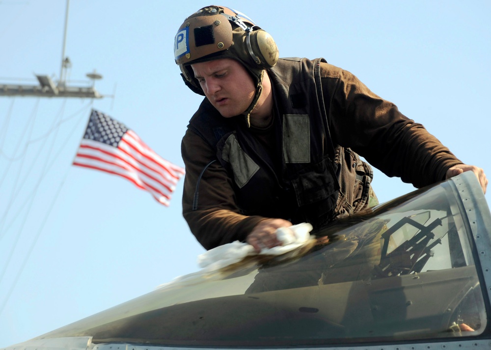 USS Theodore Roosevelt crew preps for flight operations