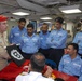 Indian navy sailors witness damage control drill aboard USS Thach