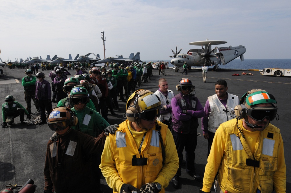 USS Ronald Reagan flight deck drills