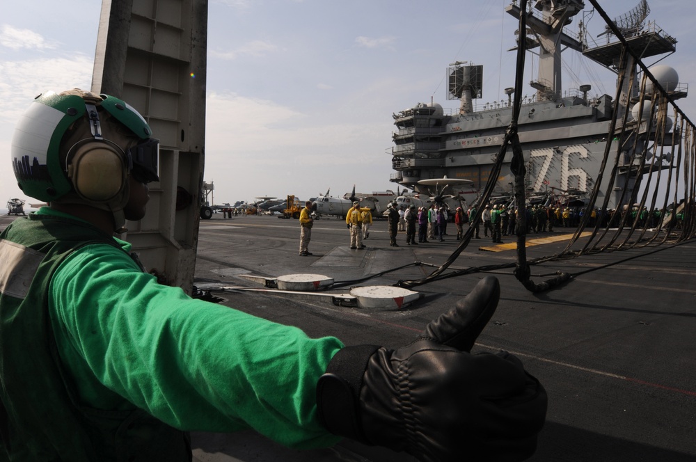 USS Ronald Reagan flight deck drills