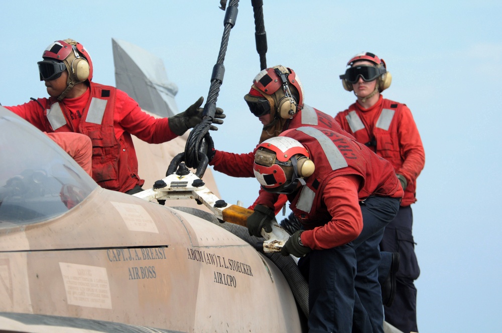 USS Ronald Reagan flight deck drills