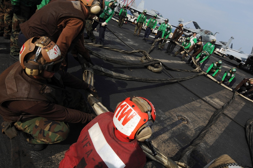 USS Ronald Reagan flight deck drills