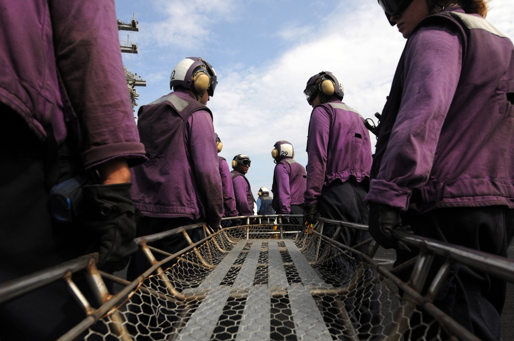 USS Ronald Reagan flight deck drills