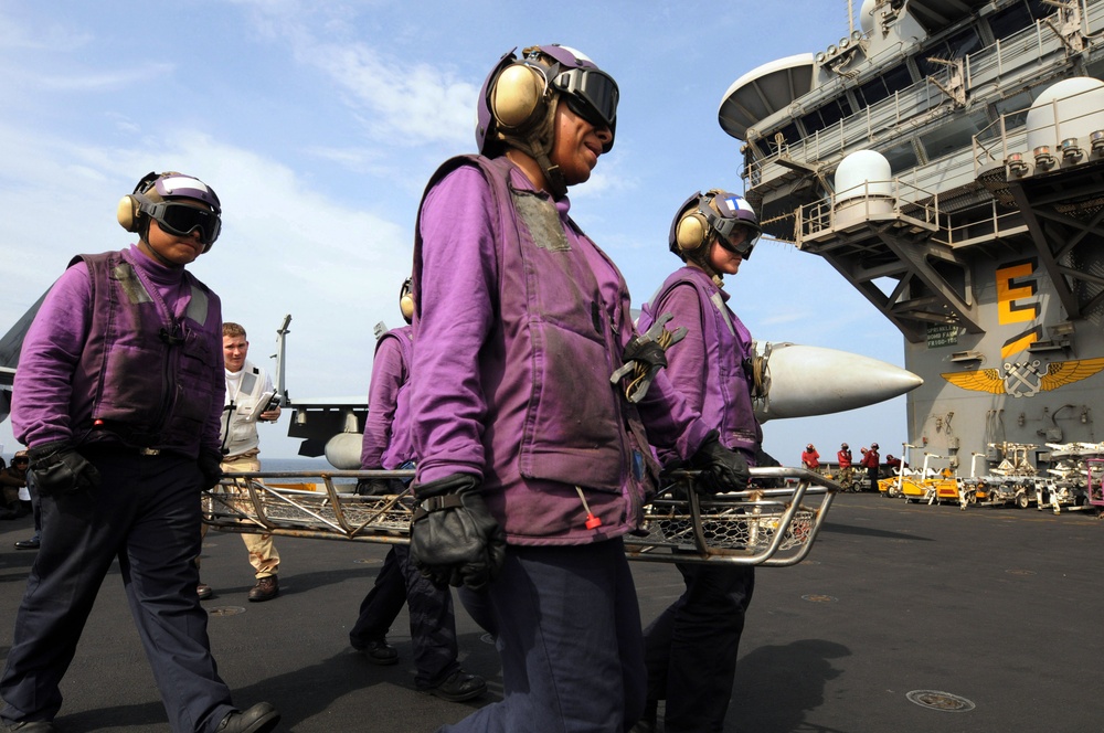 Flight Deck drills aboard USS Ronald Reagan