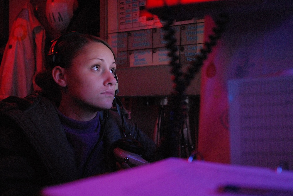 Sailors stand watch aboard USS Ronald Reagan