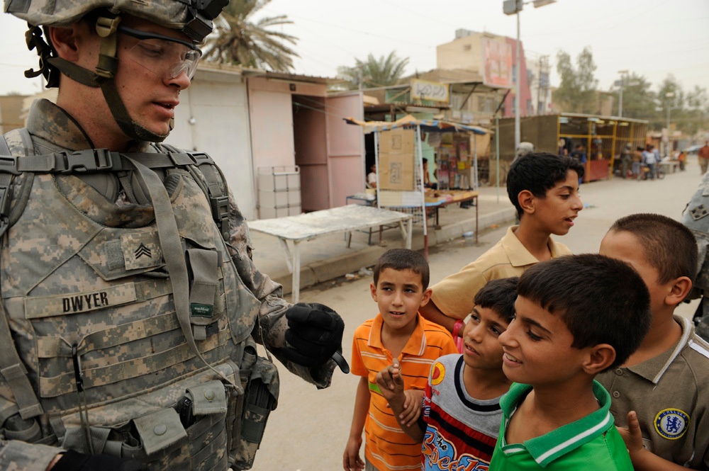 Soldiers patrol Adhamiyah