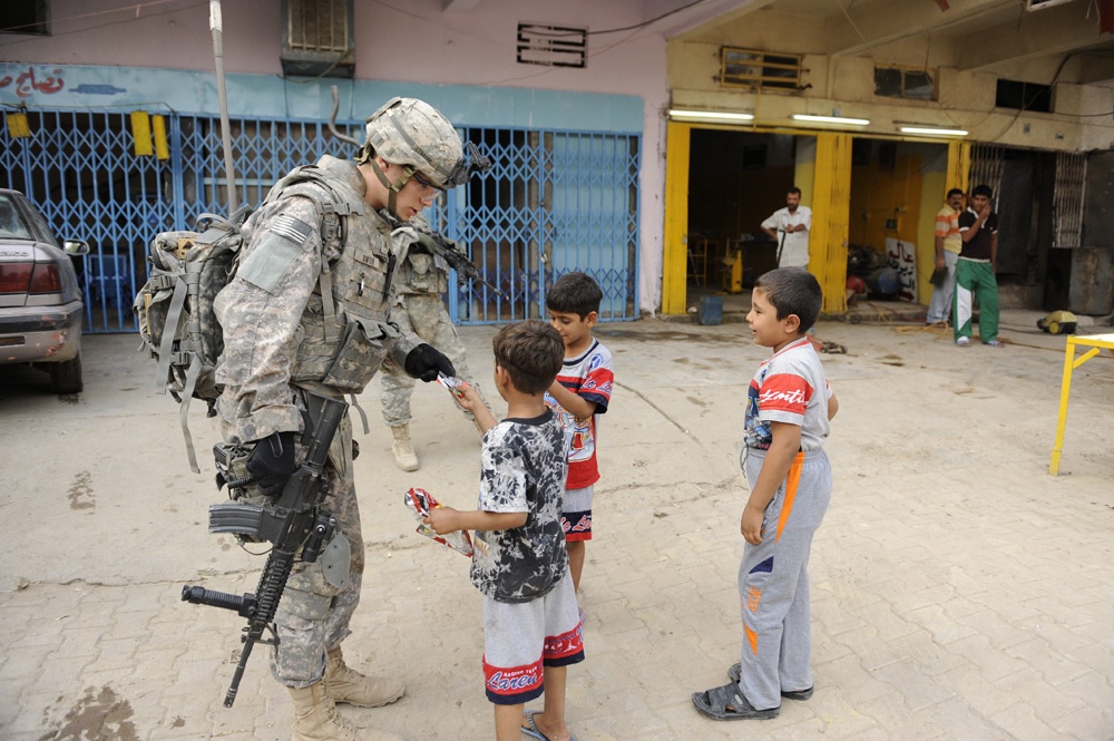 Soldiers patrols Adhamiyah