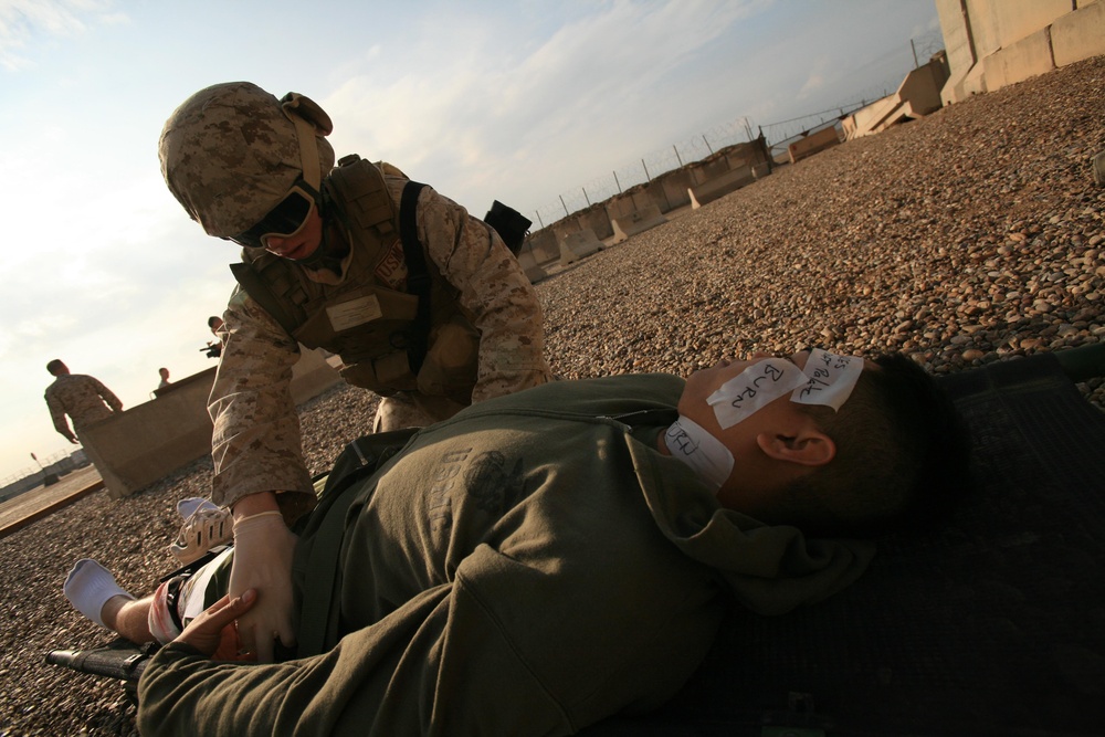 Mass casualty drill at Camp Taqaddum