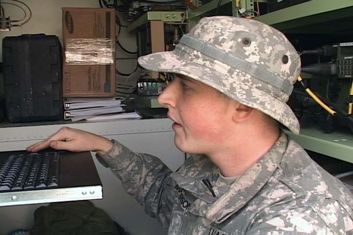 A Soldier patrols the skies over Task Force Duke