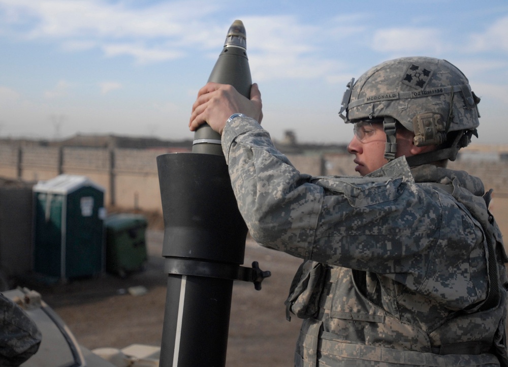 Regulars Lob Mortar Rounds at Forward Operating Base Falcon