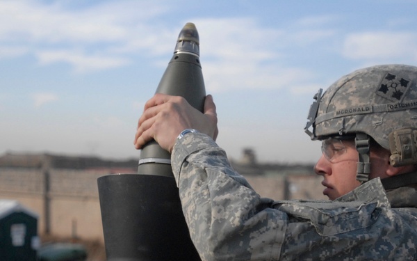 Regulars Lob Mortar Rounds at Forward Operating Base Falcon