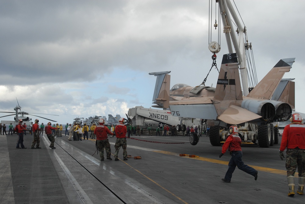 Crash and Salvage Team Performs Flight Deck Drills Aboard USS Ronald Reagan