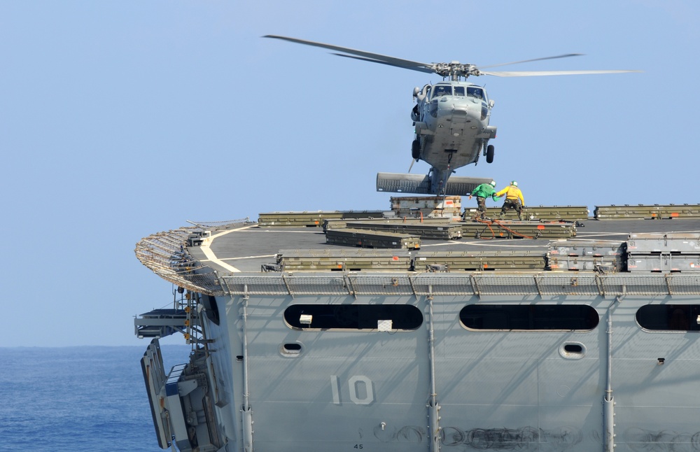 Vertical replenishment aboard USS Ronald Reagan