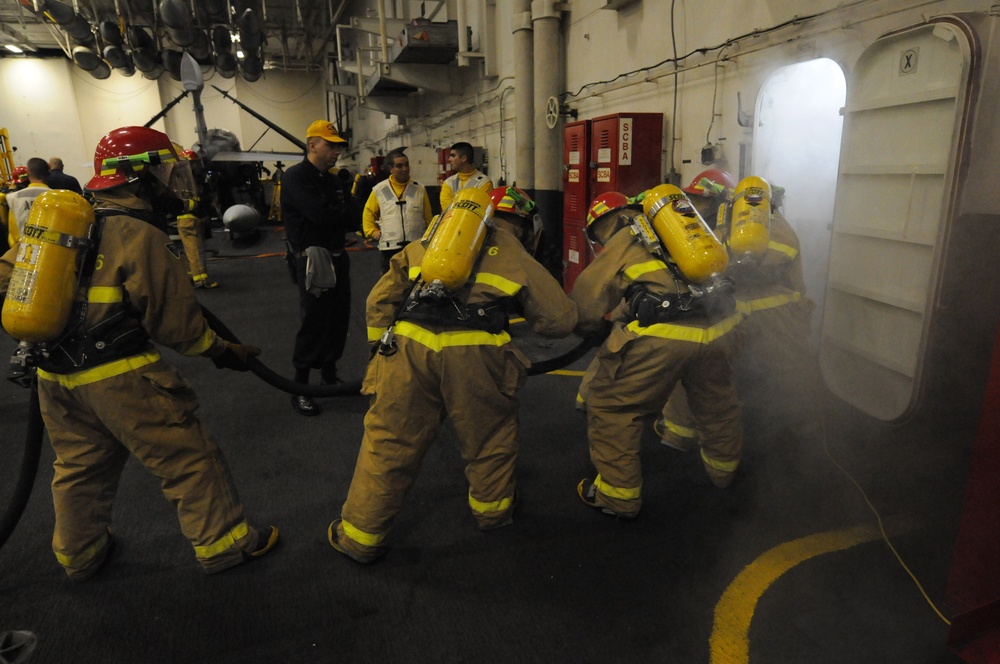 General quarters drill aboard USS Ronald Reagan