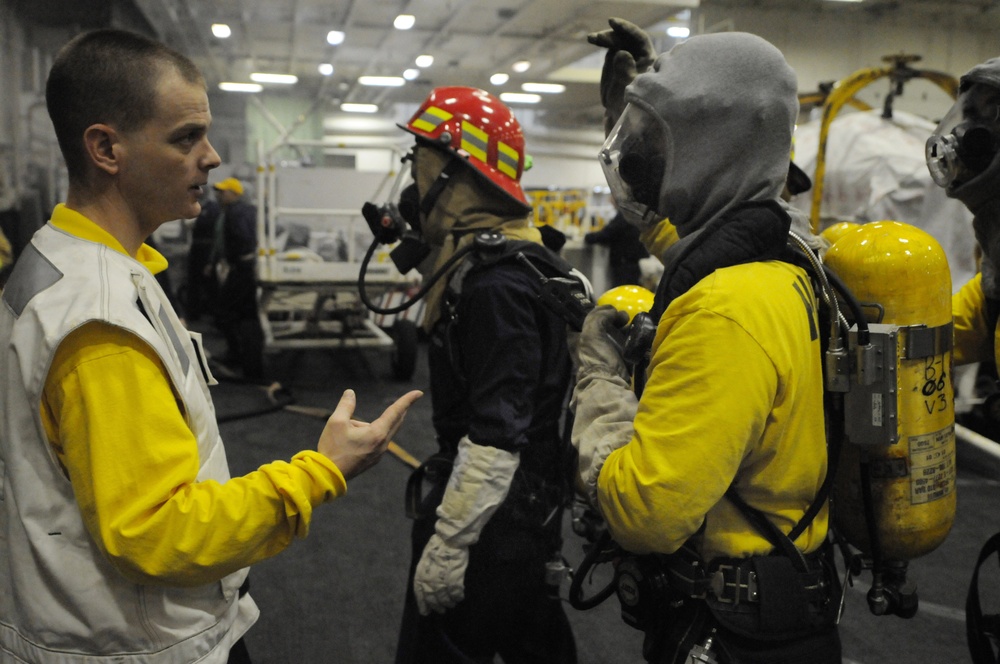 General quarters drill aboard USS Ronald Reagan