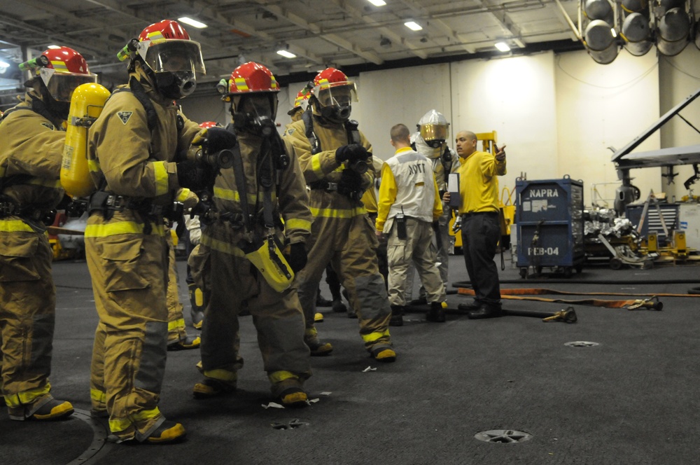 General quarters drill aboard USS Ronald Reagan