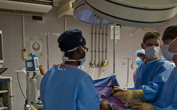 Camp Lemonier Sailors perform surgery at Peltier Hospital