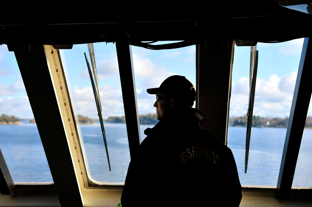 USS Freedom's transit on the St. Lawrence River to Montreal
