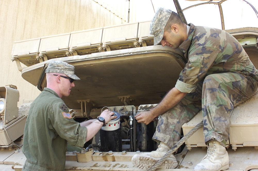 Armor support Soldiers take care of comrades, maintain equipment