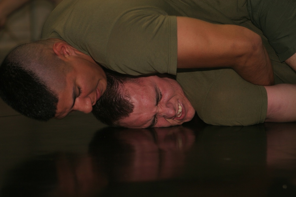 Marines grapple with jiu-jitsu in deployed dojo