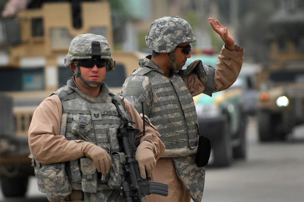 U.S. Air Force Walking Patrol in Baghdad