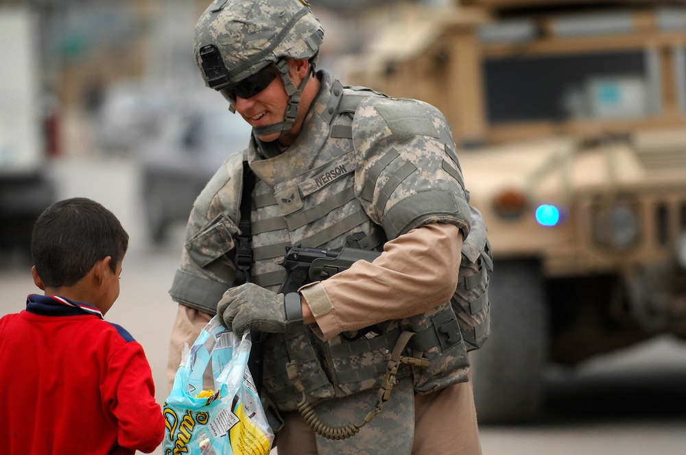U.S. Air Force Walking Patrol in Baghdad
