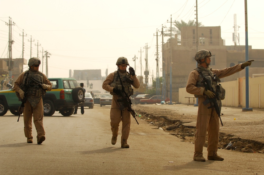U.S. Air Force Walking Patrol in Baghdad