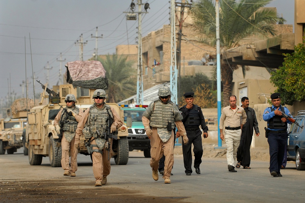 U.S. Air Force Walking Patrol in Baghdad