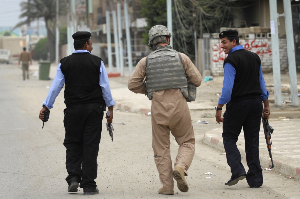 U.S. Air Force Walking Patrol in Baghdad
