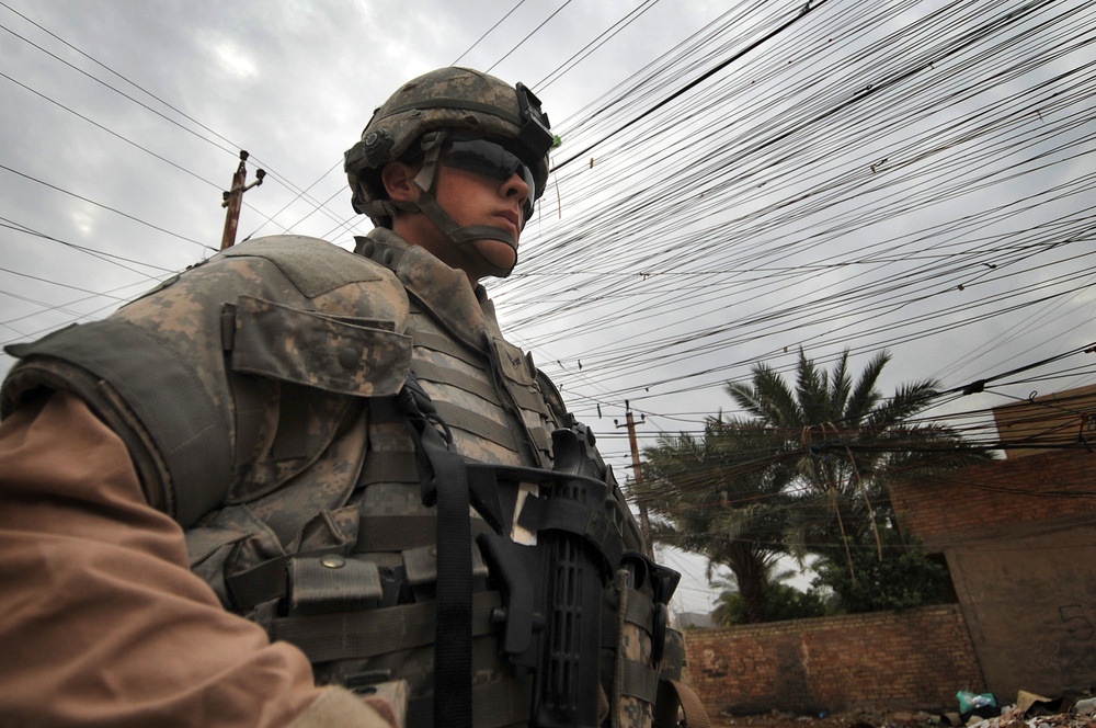 U.S. Air Force Walking Patrol in Baghdad