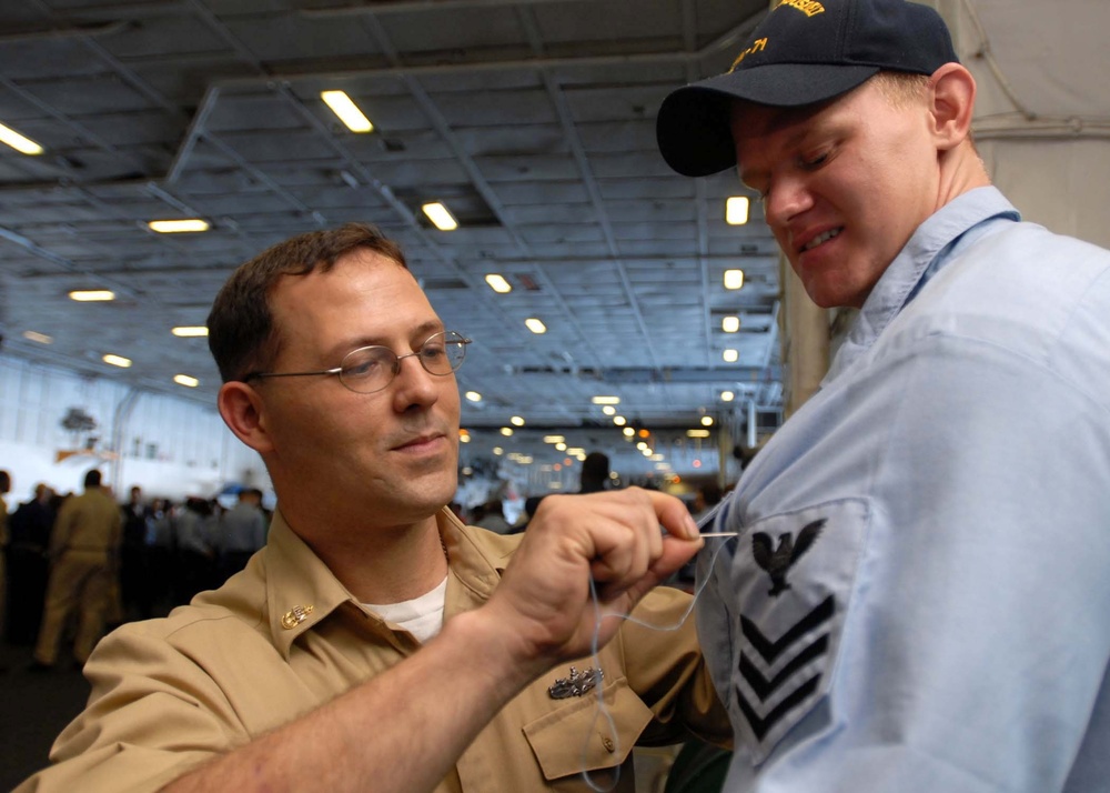 Frocking ceremony aboard USS Theodore Roosevelt