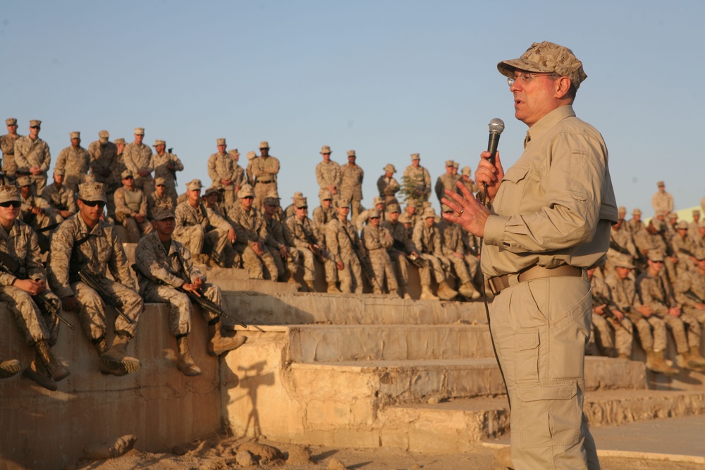 Secretary of the Navy visits troops in Fallujah