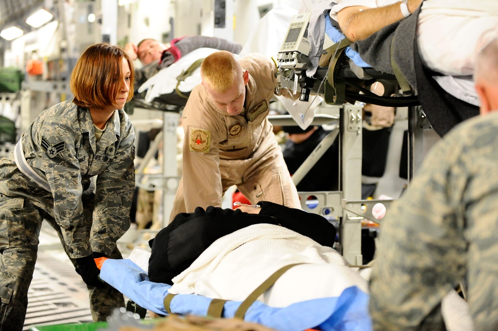 Contingency Aeromedical Staging Facility Airmen Move Warriors Out of Theater